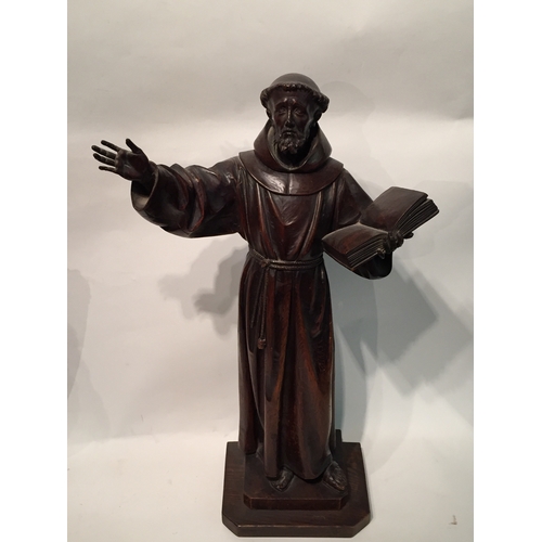 105 - Carved wood Religious Preacher  statue 52cm tall
