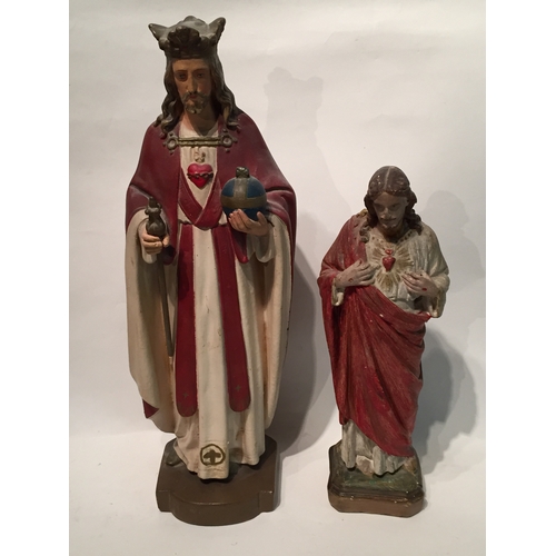 144 - Two religious statues tallest being 42cm tall