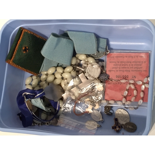 238 - Box of Various religious pendants , necklaces etc