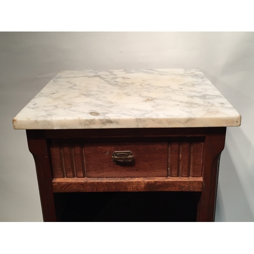 37 - Marble topped Bedside cupboard 38cm x 38cm x 76cm