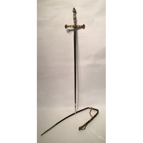 261 - Decorative Ceremonial  sword with leather Scabbard 83cm long