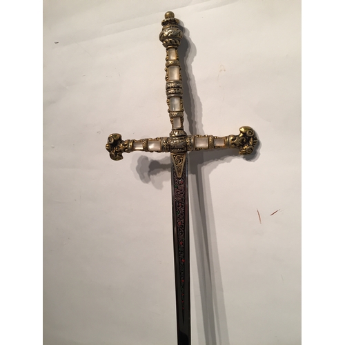 261 - Decorative Ceremonial  sword with leather Scabbard 83cm long