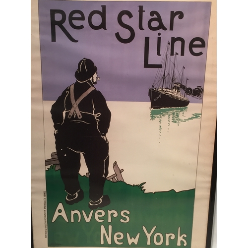 286 - Red star line shipping poster 54cm x 64cm