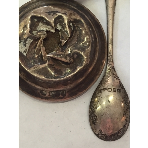 118 - Various silver items to include spoons , lidded jar etc