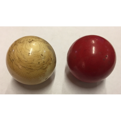 126 - Antique ivory cue ball and red ball Billiard Balls