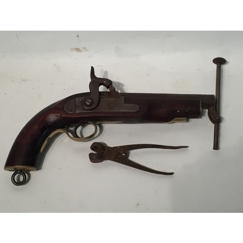 176 - Tower percussion cap pistol along with ball shot mould