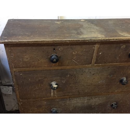 1 - Pine Chest Of Drawers 104cm x 32cm x 96cm