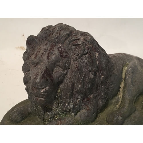 130 - Antique Lead lion mould 23cm long
