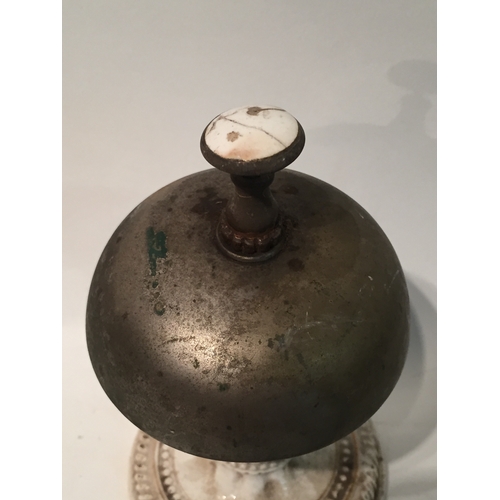 425 - Antique ceramic based counter bell 14.5 cm high