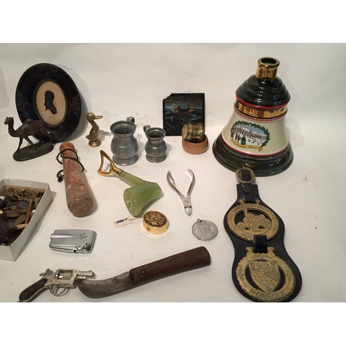 447 - Various items to include glass picture , animal figures , miniature jewellery box etc