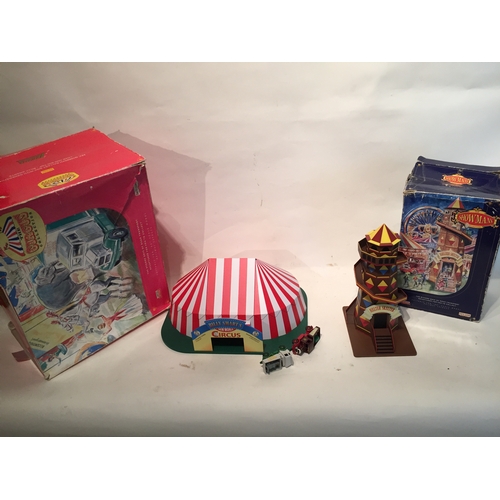 456 - Circus toy tent with original box along with toy helter skelter with box