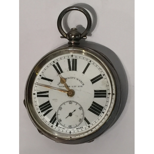 470 - Antique Silver Pocket Watch The Veracity J N Masters Ltd