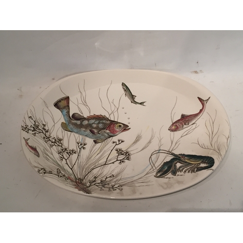 481 - Fish Decorated Meat Charger By Johnson Brothers 40 x 31 cms