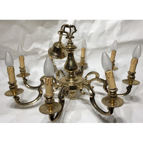 66 - Brass 8 branch chandelier