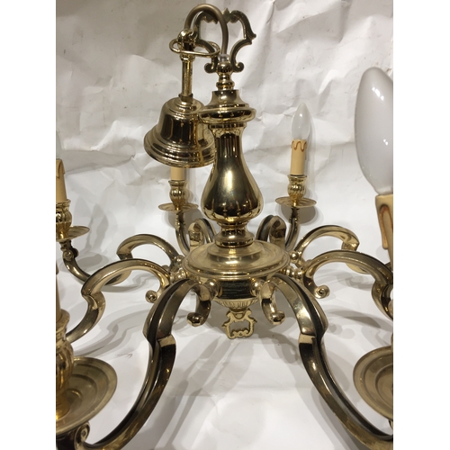 66 - Brass 8 branch chandelier