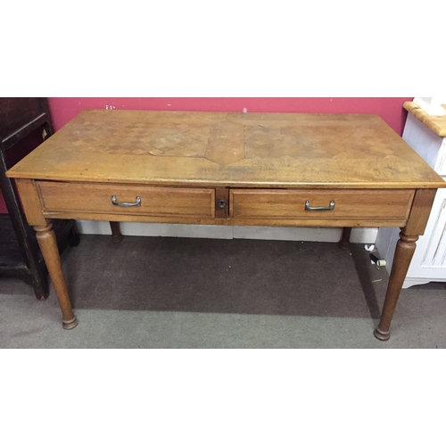 19 - Vintage French two drawer table 147cm x 78cm x 78cm