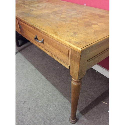 19 - Vintage French two drawer table 147cm x 78cm x 78cm