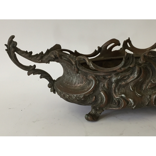 114 - Decorative Bronze planter / Jardinière  14cm x 41cm