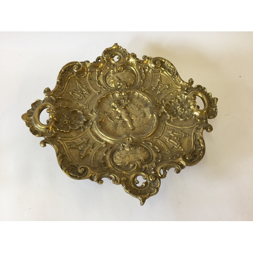 117 - Decorative Bronze Table  Centrepiece With Cherub Decoration  36.5cm diameter