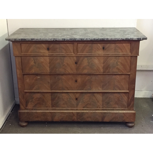 41 - Marble top chest of drawers 134cm x 59cm x 99cm