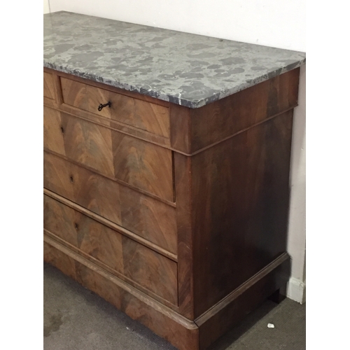 41 - Marble top chest of drawers 134cm x 59cm x 99cm