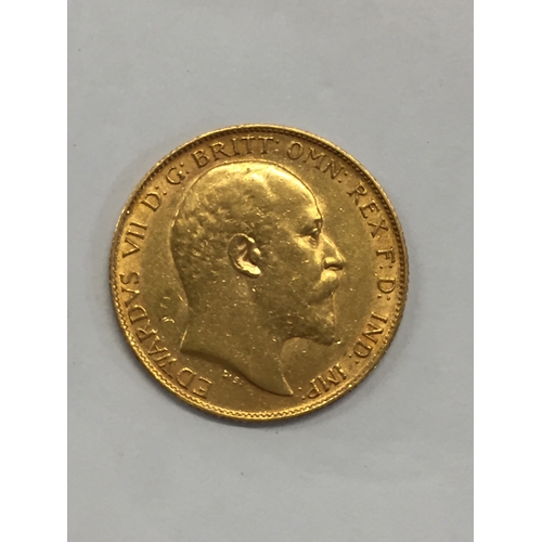 123a - Gold 1908 1/2 Sovereign .