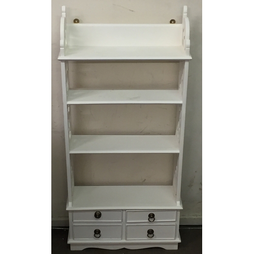 7a - Good quality white painted wall hanging shelf with drawers 112cm x 53cm x 17cm