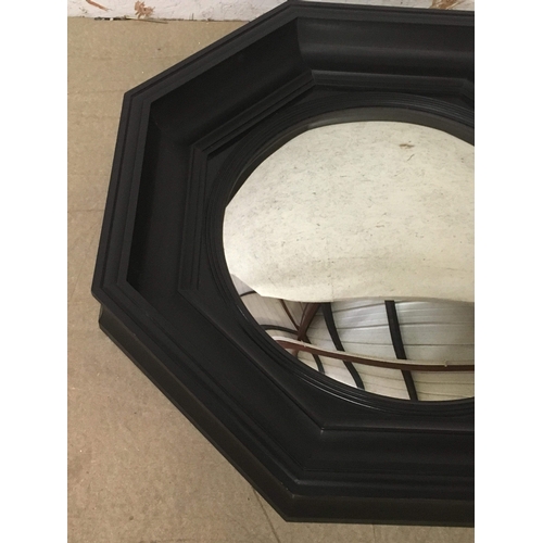 32 - Regency Style Octagonal Convex Mirror With Ebonised Moulding