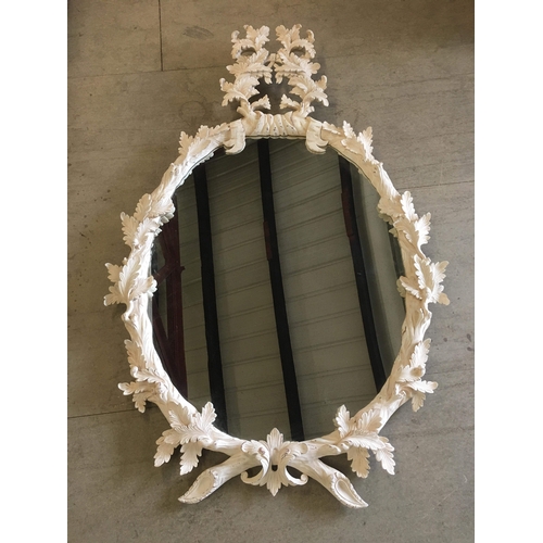 35 - Pair Of Painted George lll Style Oak Leaf Mirror With Carved Oak Leaves And Acorn Decoration 155 x 9... 