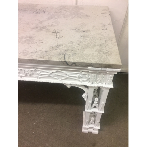 45 - Marble Top Hall Table With Carved And Painted  Mahogany Base In The Manner Of Chippendale 200 x 89 x... 