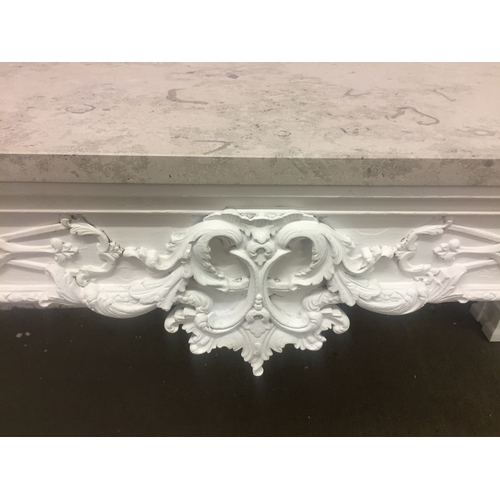 45 - Marble Top Hall Table With Carved And Painted  Mahogany Base In The Manner Of Chippendale 200 x 89 x... 