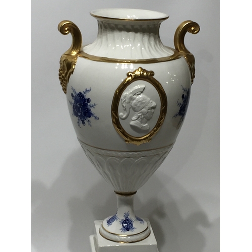 122 - Italian Hand Painted Ceramic urn on pedestal Base  59cm tall