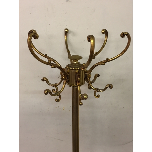 6 - Gilt Metal Coat And Hat Stand 170cm tall