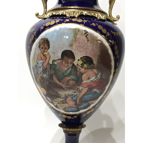 128 - Sevres Style Lidded Urn 62cm