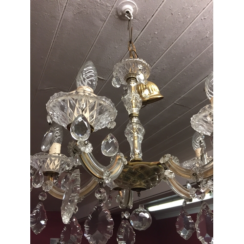 80 - 5 branch glass droplet chandelier