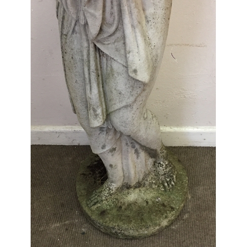 110 - Large Weathered Stone garden statue of a semi clad lady 120cm tall