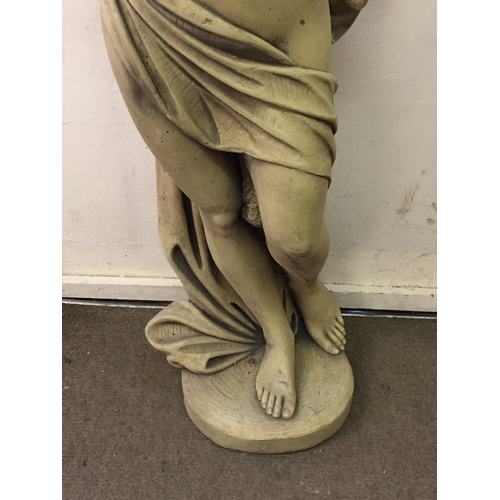 132 - Large Stone garden statue of a semi clad lady 119cm tall