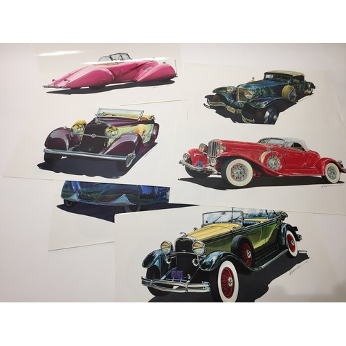 158 - 1 ford calander along with collection of vintage car prints