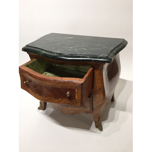 9 - Miniature Marble Top Commode Chest Possible A Apprentice Piece. 28cm x 42cm x 36cm