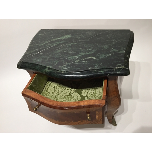 9 - Miniature Marble Top Commode Chest Possible A Apprentice Piece. 28cm x 42cm x 36cm