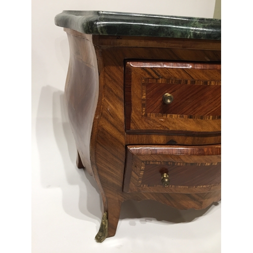 9 - Miniature Marble Top Commode Chest Possible A Apprentice Piece. 28cm x 42cm x 36cm