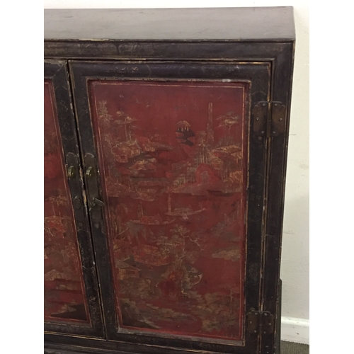 51 - Chinese 2 Drawer Cupboard With Decoration 39cm x 88cm x 114cm