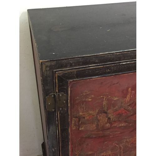 51 - Chinese 2 Drawer Cupboard With Decoration 39cm x 88cm x 114cm