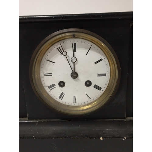 145 - Art Deco Marble Mantle Clock And Garnitures 20cm tall