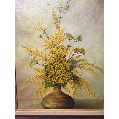 149 - Oil On Canvas ,Still Life Of Flowers Signed Bottom Right 60cm x 70cm