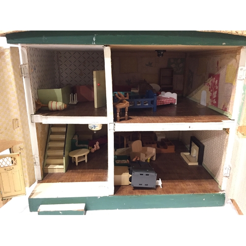 175 - Dolls house with contents 37cm x 45cm x 55cm