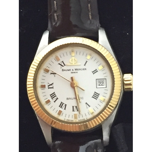 177 - Ladies cased watch Baume And Mercier  With Gold Bezel