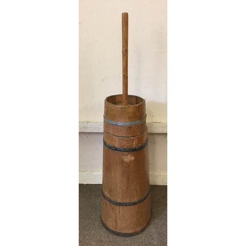 379 - Vintage Banded Wood Bottle Washer 105cm tall