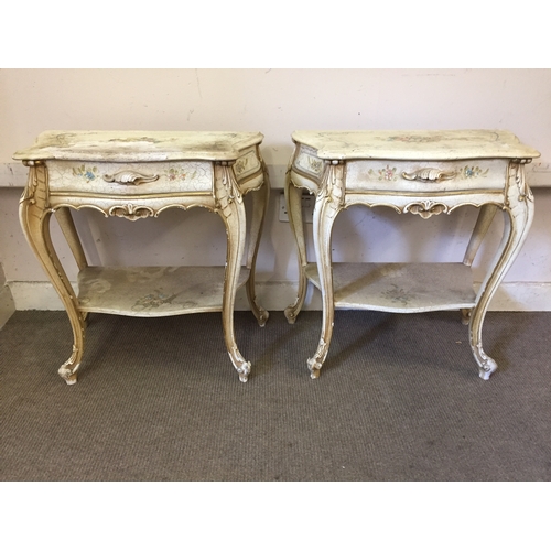 44 - Pair Of French Tables With Drawer  30cm x 56cm x 58cm