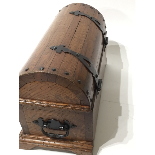 183 - Wooden domed chest wine holder And Contents 20cm x 42cm x 24cm